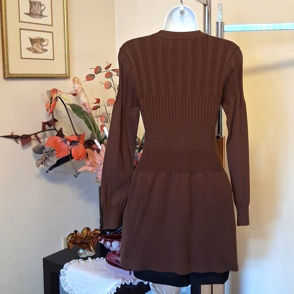 NWT Woman's Brown Cardigan Knit Lightweight Ladies Sweater Outerwear - Picture 7 of 8